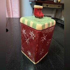 Winter holiday cookie or treat jar